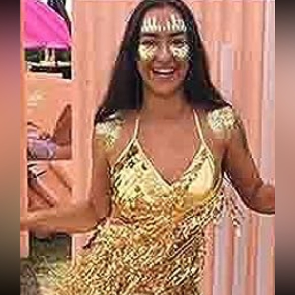 Barode sequins and fringe gold mini dress!! - Picture 3 of 12